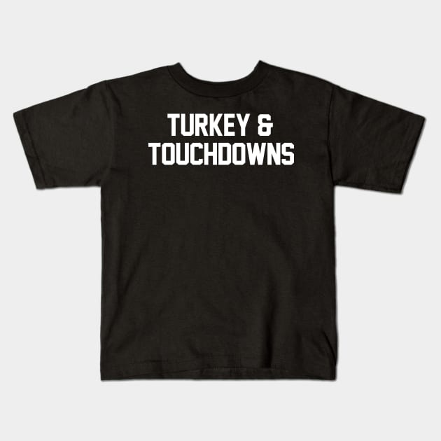 Turkey and Touchdowns Kids T-Shirt by zubiacreative